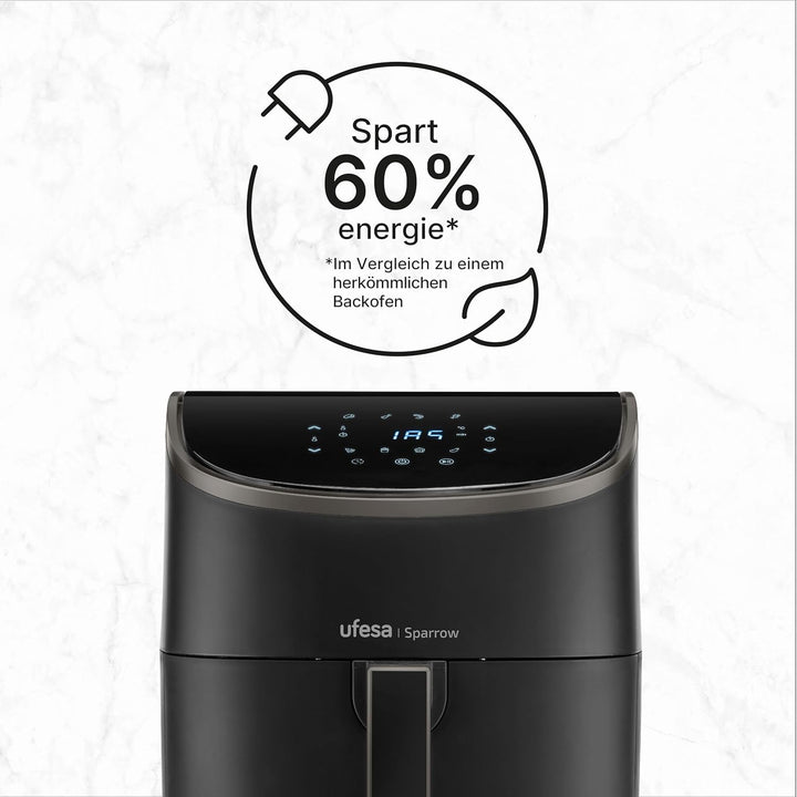 Ufesa Sparrow Friteuse, Heissluftfritteuse, 6 L, 8 Programme, 1700 W, Digital, Timer, Temperatur 80º