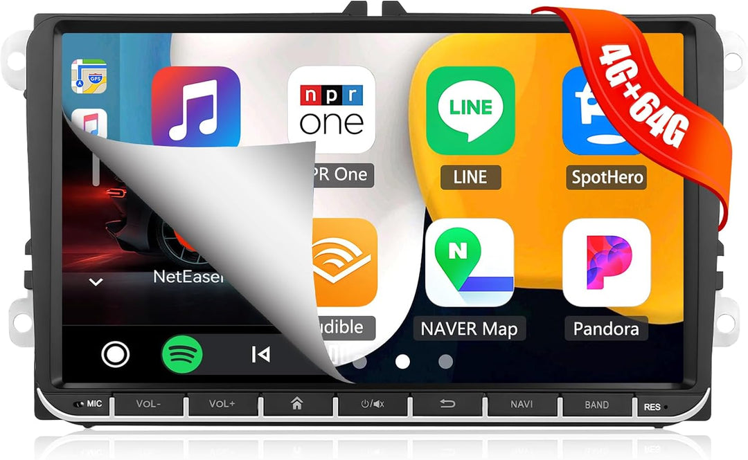 CAMECHO 4G+64G 8-core Android 13 Autoradio für VW Golf 5 6 Touran B6 EOS Tiguan Polo mit Carplay And