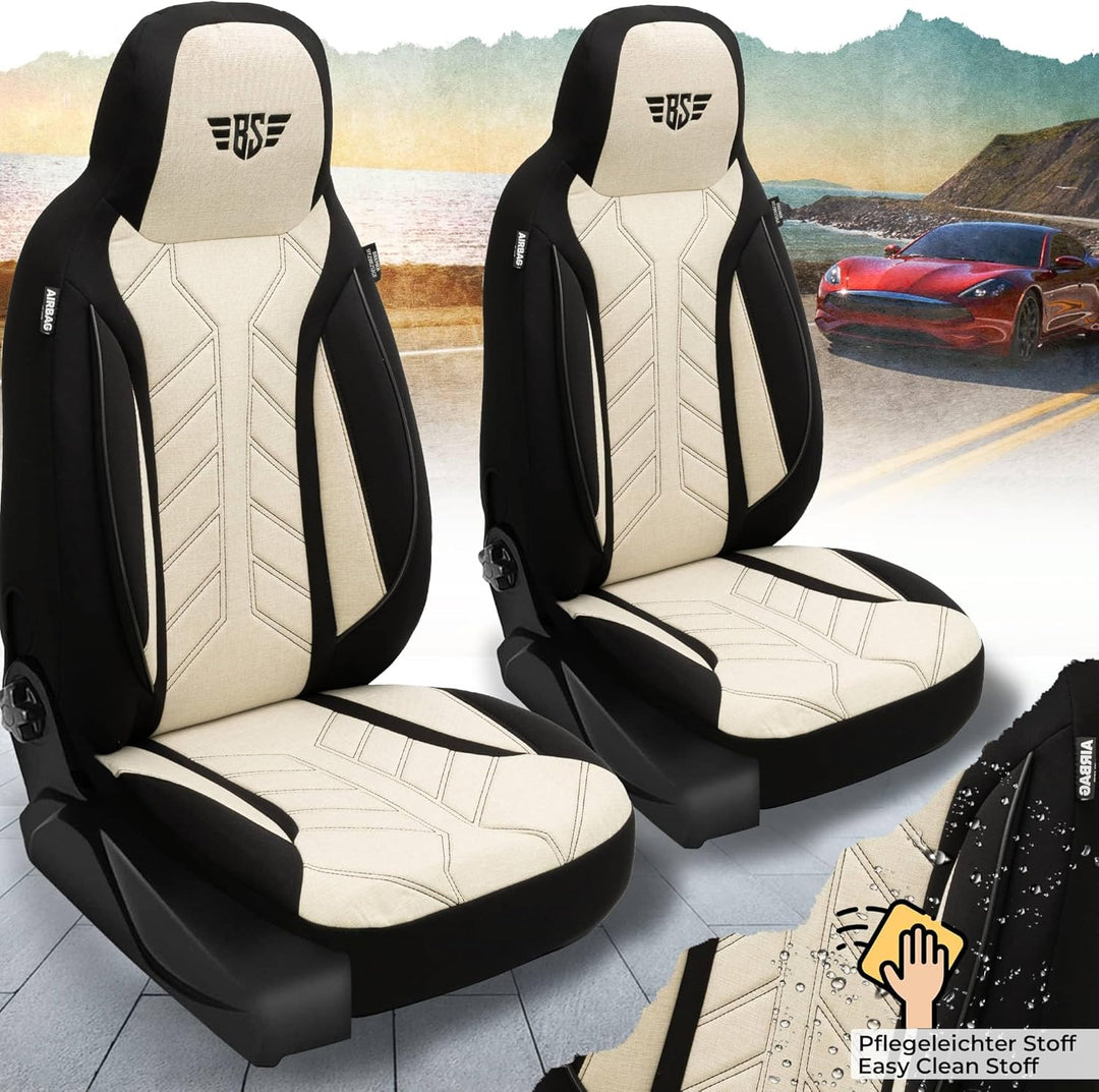 BREMER SITZBEZÜGE Mass Sitzbezüge Schonbezüge für Skoda Kamiq PLKT207 PLKT207 - Schwarz/Beige Kamiq,