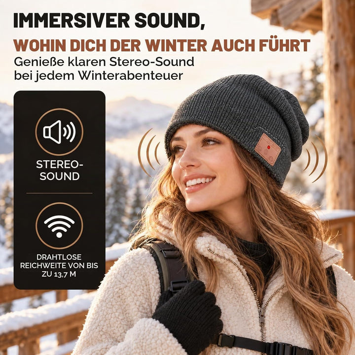 Bluetooth Beanie Mütze mit Kopfhörern Bluetooth Musik Hut Wireless Mütze Ausgestattet mit Bluetooth