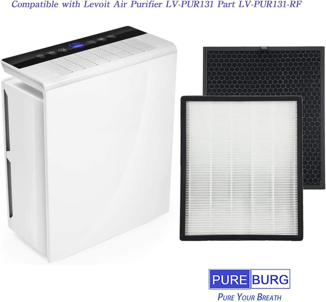 PUREBURG 2er-Pack Ersatz 2 HEPA-Luftfilter und 2 Aktivkohle-Vorfilter, kompatibel mit Levoit-Luftrei