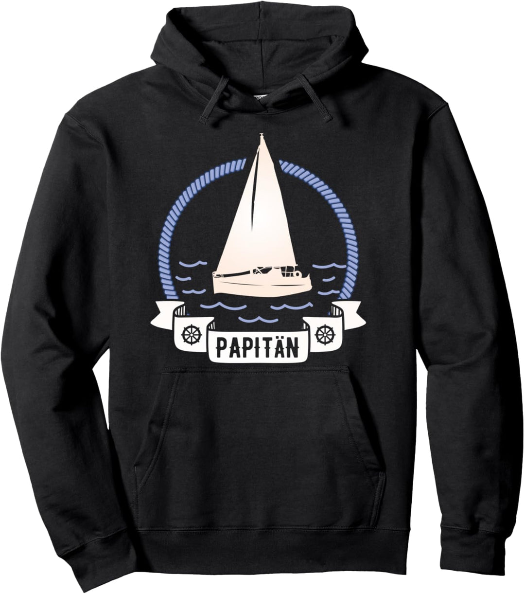 Papitän | Papa und Kapitän Lustiges Segeln Boot Vatertag Pullover Hoodie