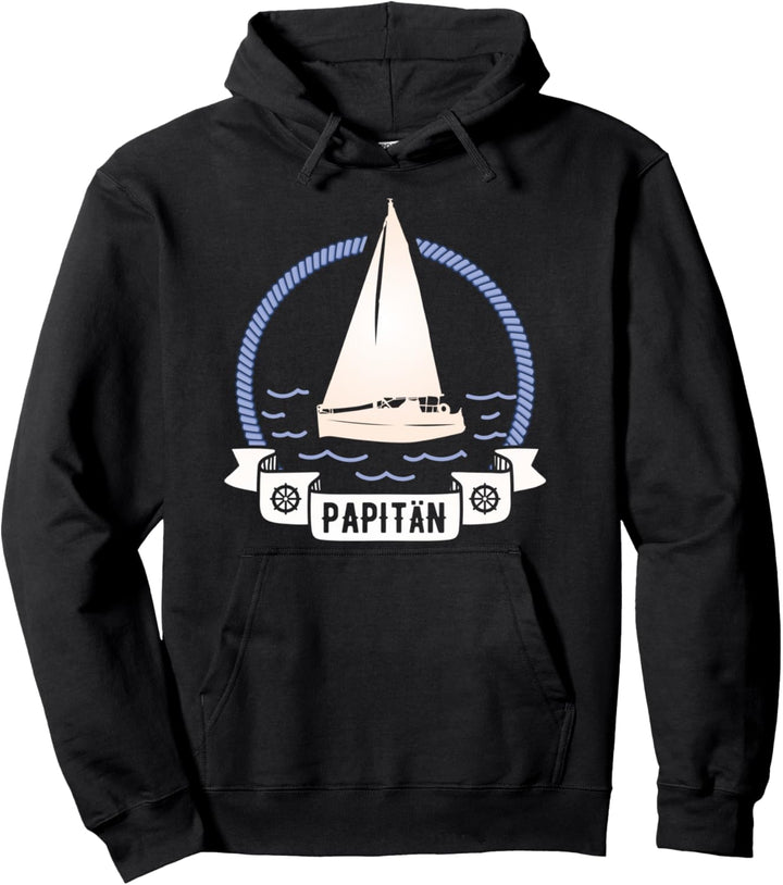 Papitän | Papa und Kapitän Lustiges Segeln Boot Vatertag Pullover Hoodie