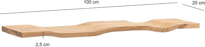 FineBuy Wandregal Akazie Massivholz 100cm - Schwebendes Design Regal für die Wand Holz massiv - Häng