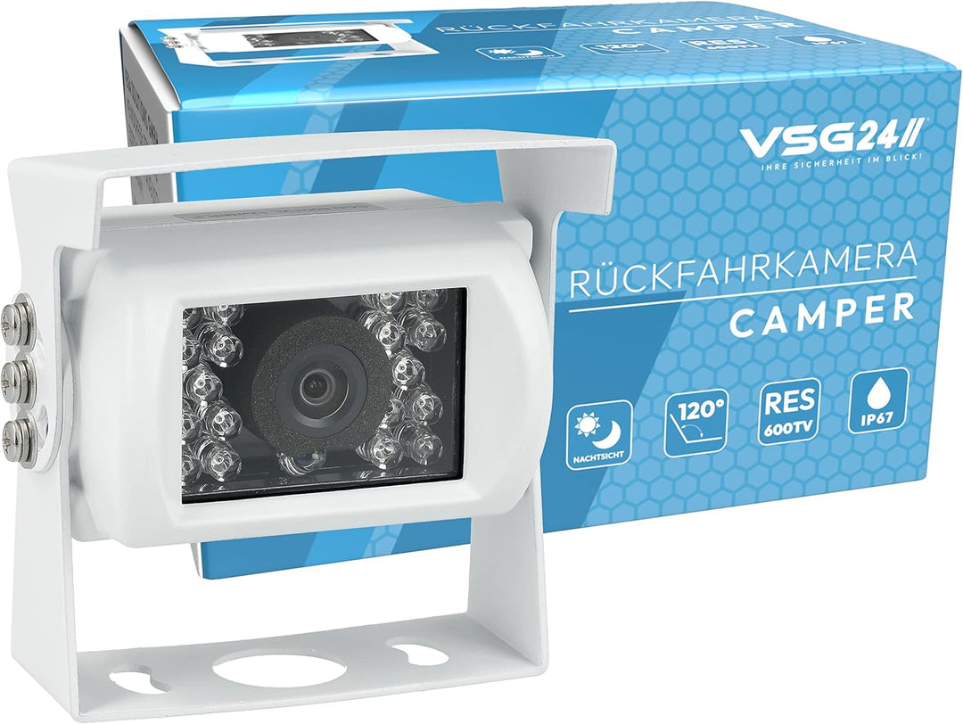 VSG24 Camper Rückfahrkamera Wohnmobil Wohnwagen/Rückfahrsystem Camera/Nachtsicht & Wetterfest/einfac