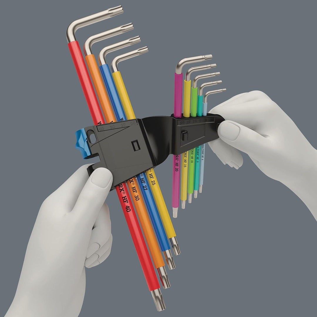 Wera TX Sxl Multicolour HF Stainless 1 Winkelschlüsselsatz mit Haltefunktion, Edelstahl, 9-Teilig