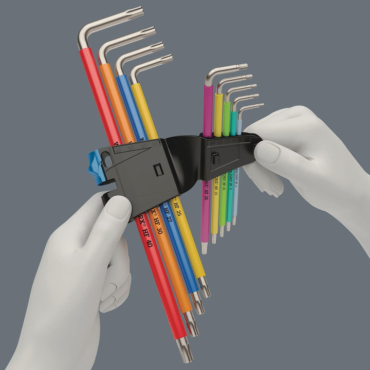 Wera TX Sxl Multicolour HF Stainless 1 Winkelschlüsselsatz mit Haltefunktion, Edelstahl, 9-Teilig