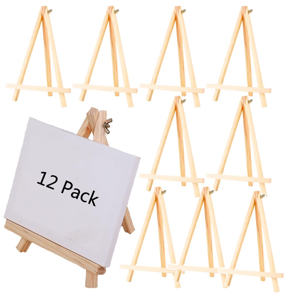 12 Stück 19 cm Mini-Holzstaffelei, Naturholz-Ausstellungsständer, Künstler-Staffelei, Tischhalter, S