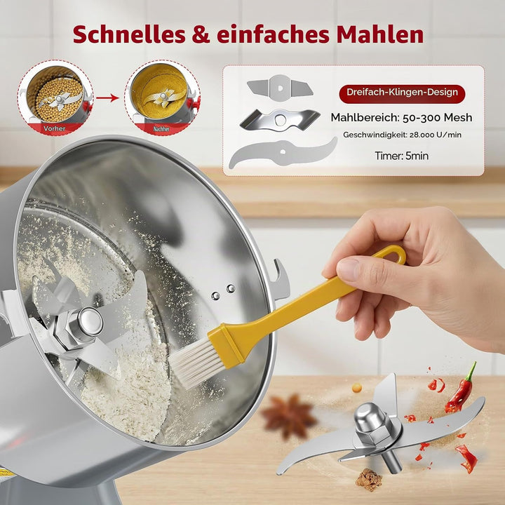 Tragbare Getreidemühle 220 V,Zum Mahlen schütteln,Hochgeschwindigkeits Schleifmaschine Mehl Pulver,D