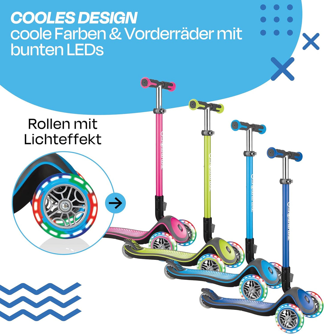GLOBBER Elite Roller – Tretroller Kinder ab 3 Jahre - Scooter 120/80 mm - ABEC 5, 3-rädrig – höhenve