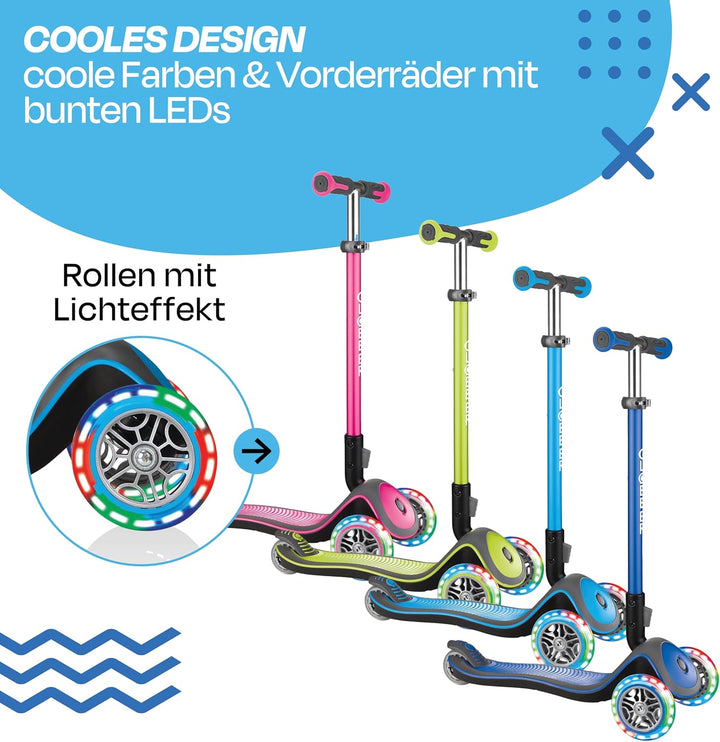 GLOBBER Elite Roller – Tretroller Kinder ab 3 Jahre - Scooter 120/80 mm - ABEC 5, 3-rädrig – höhenve