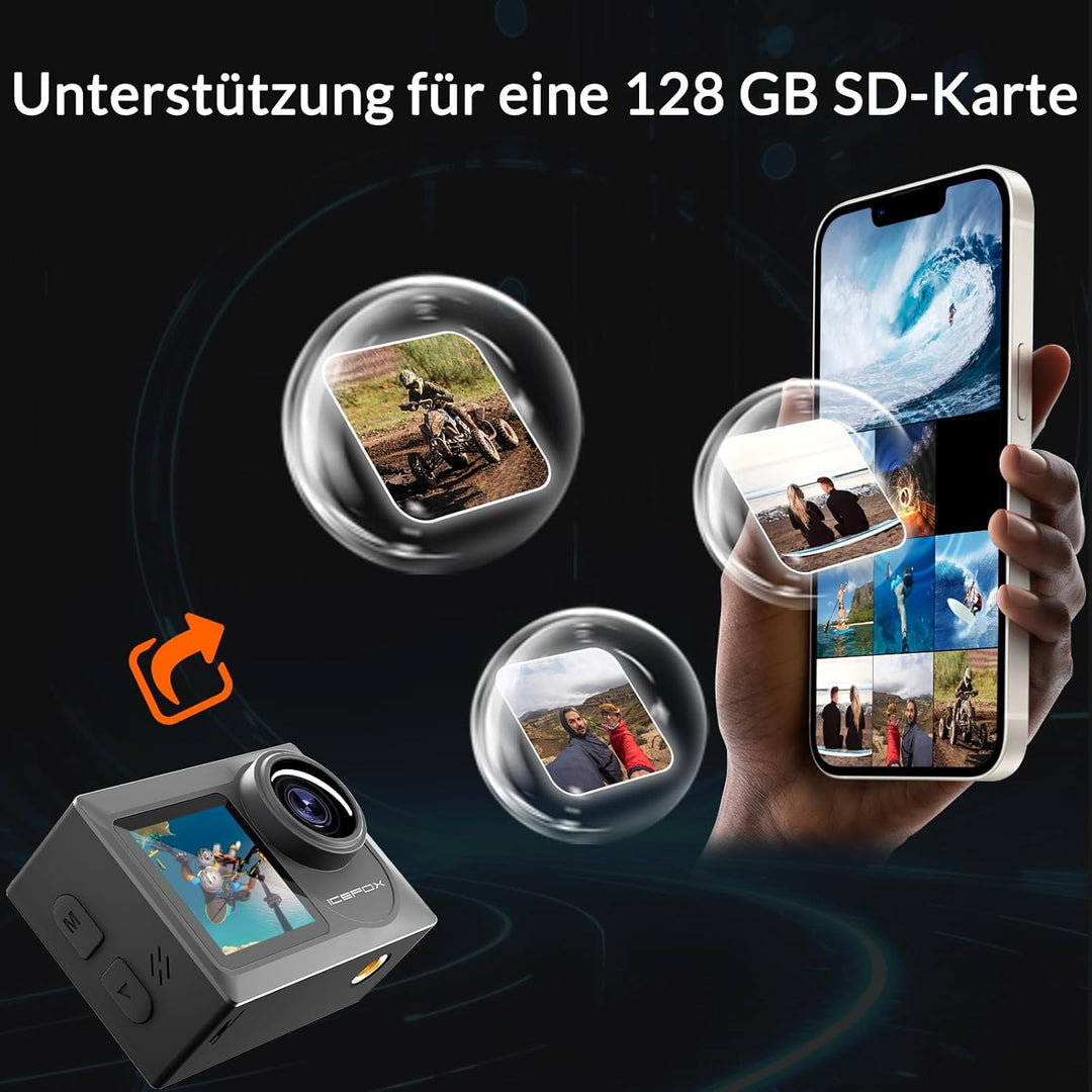 icefox Action Cam 4K Unterwasserkamera Wasserdicht 40M Ultra HD 20MP Kamera 170 Degree Ultra-Weitwin
