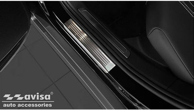 Avisa INOX Door sill Protectors Compatible with Volkswagen Passat 3G Sedan/Variant 2014- - 'Lines' -