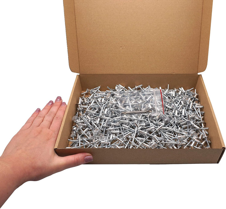 SKIR'CO (400 Stück) Grossflansch Aluminium Blindnieten 5,0 x 12 mm, Stahldorn, Bohrer inklusive 400