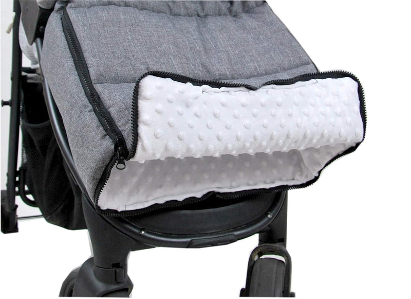 BABYLUX Fusssack 90cm MINKY Kinderwagen Buggy Babyschale Thermo +/ Muff Handmuff Winterfusssack (Gra