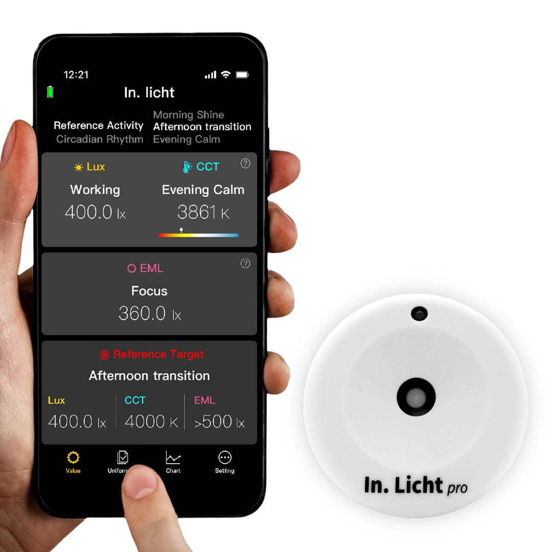 Pro Handheld Light Meter EML Lichtmesser-Sensor für Lumen, Lux, Farbtemperatur CCT, Kontrast und Gle