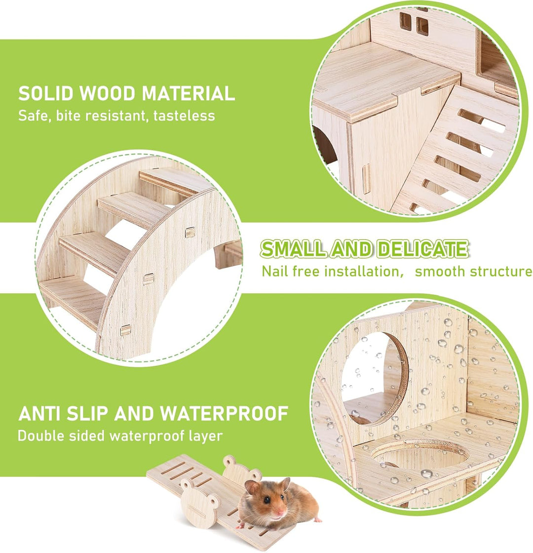Hamster Haus aus Holz, Hamster Spielzeug, 7 Stück DIY Haus für Meerschweinchen Holz, Hamster Haus Gl