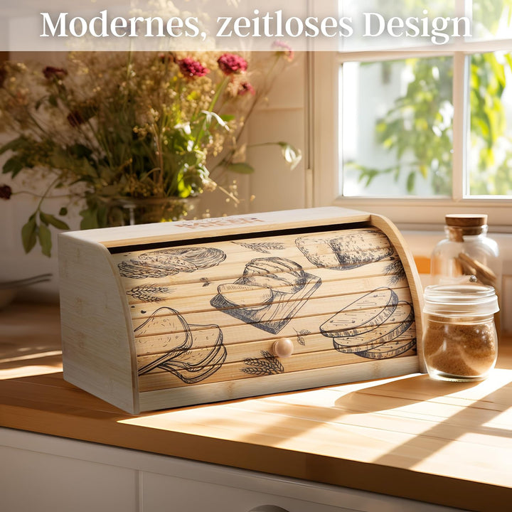 ecosa Brotbox aus nachhaltigem Bambus mit Rolldeckel Brotkasten Brotaufbewahrung Brotkorb Aufbewahru