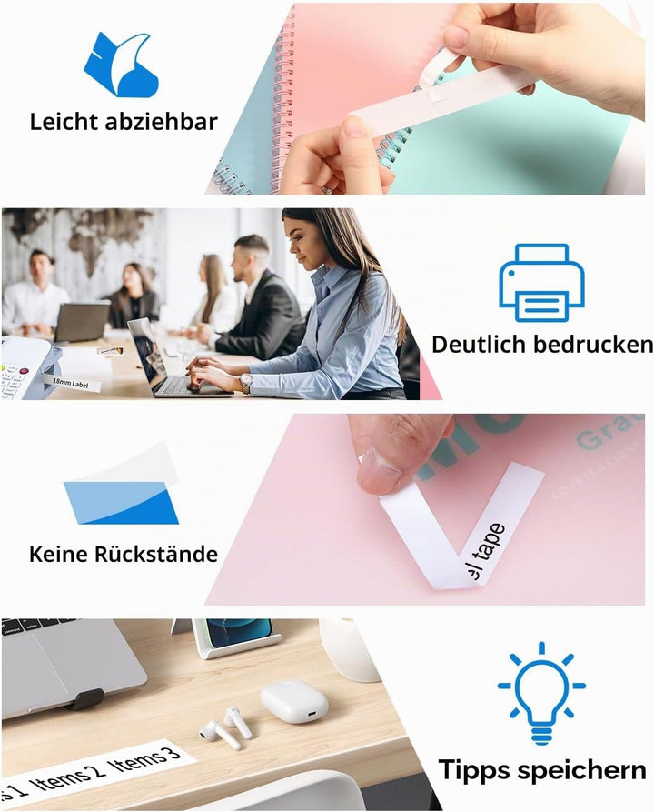 TZe-241 18mm D400 D410 Schriftband kompatibel mit Brother P-touch Bänder 18mm Weiss TZ-241 TZe 241,