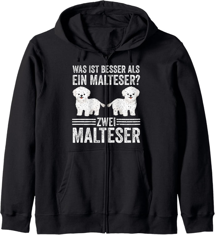 Zwei Malteser Hund Malteser Kapuzenjacke