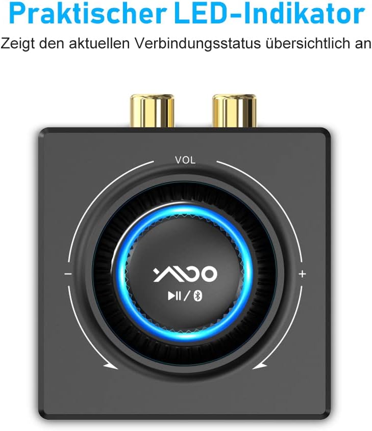 YMOO Bluetooth 5.3 Audio Empfänger für Stereoanlage, Bluetooth Adapter AUX HiFi, 50ft Reichweite, 3.