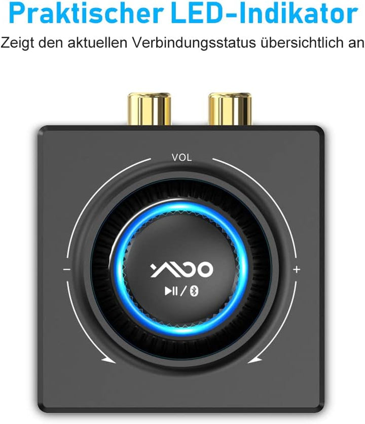 YMOO Bluetooth 5.3 Audio Empfänger für Stereoanlage, Bluetooth Adapter AUX HiFi, 50ft Reichweite, 3.