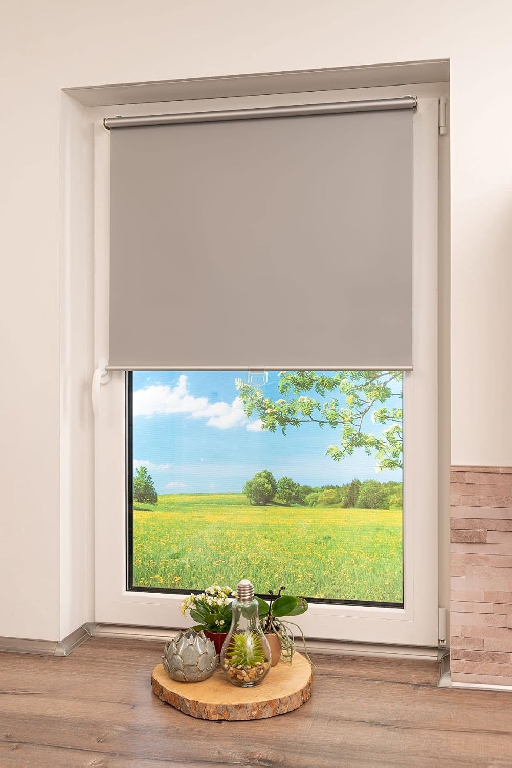 K-home Verdunklungsrollo/Springrollo, Grau, 75 cm x 150 cm (B x L) Grau 75 x 150 cm, Grau 75 x 150 c