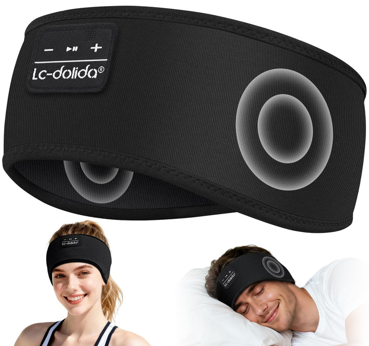 LC-dolida Schlafkopfhörer Bluetooth Stirnband Kopfhörer, Ultraweiche Bambus-Baumwoll Schlafkopfhörer