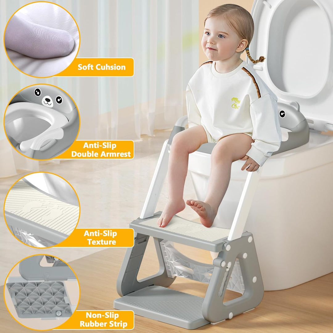 Toilettensitz Kinder Mit Treppe, 2 In 1 Klositz für Kinder Mit Treppe, Toilettenleiter für Kinder, T