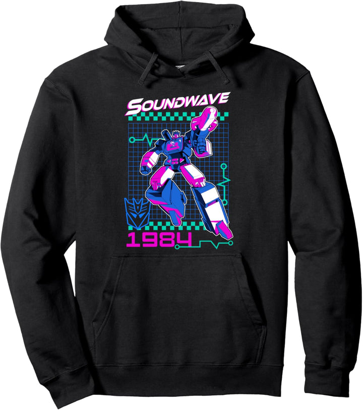 Transformers Soundwave 1984 Retro Grid Logo Pullover Hoodie
