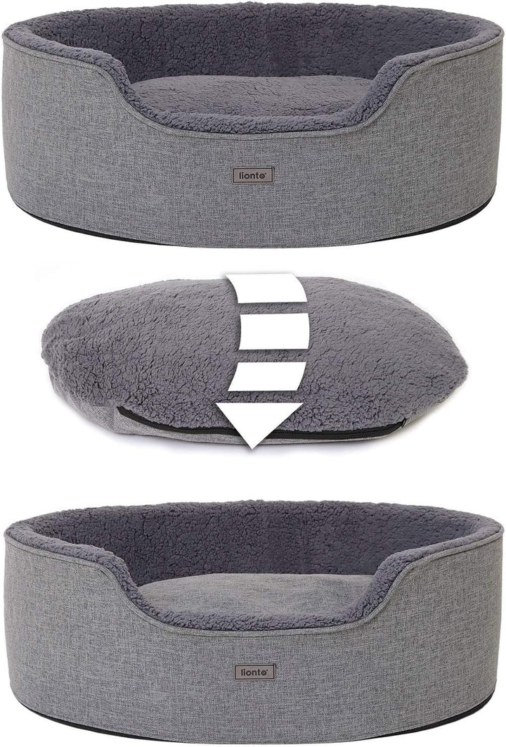 lionto Hundebett mit Wendekissen waschbar Katzenbett Haustierbett Hundekorb Plüsch, (M) 83x63 cm gra