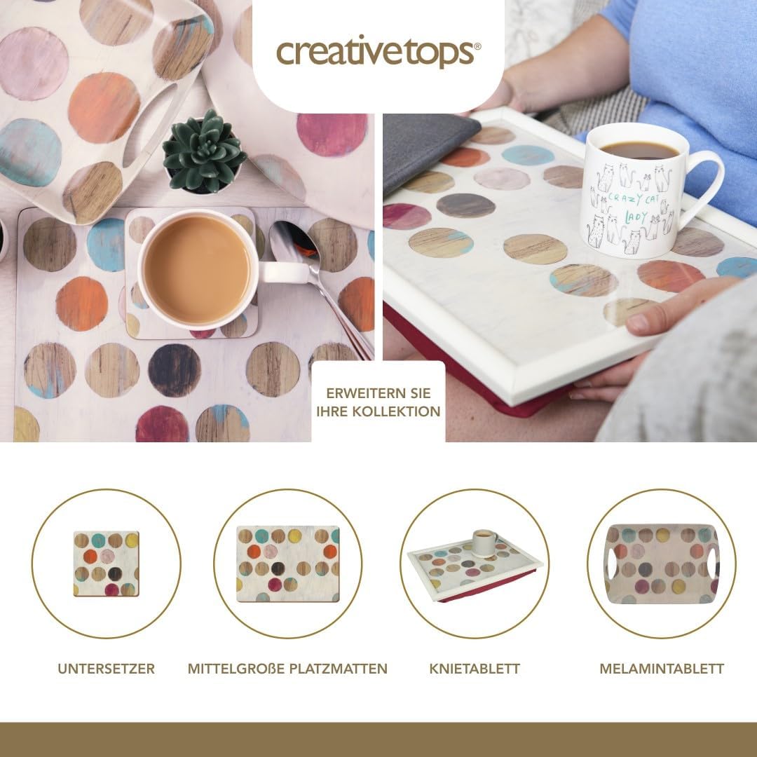 Creative Tops Platzsets, Design Retro Punkte, hochwertig, Unterseite aus Kork, Holz, mehrfarbig, 4-t