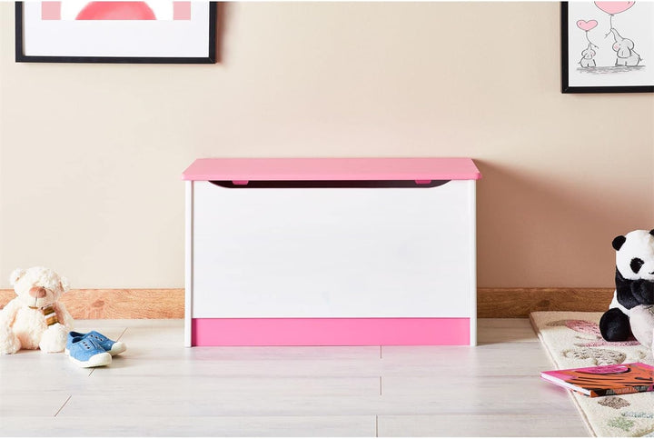 IDIMEX Spielzeugtruhe Hannah, praktische Aufbewahrungsbox aus massiver Kiefer in weiss/rosa, schöne