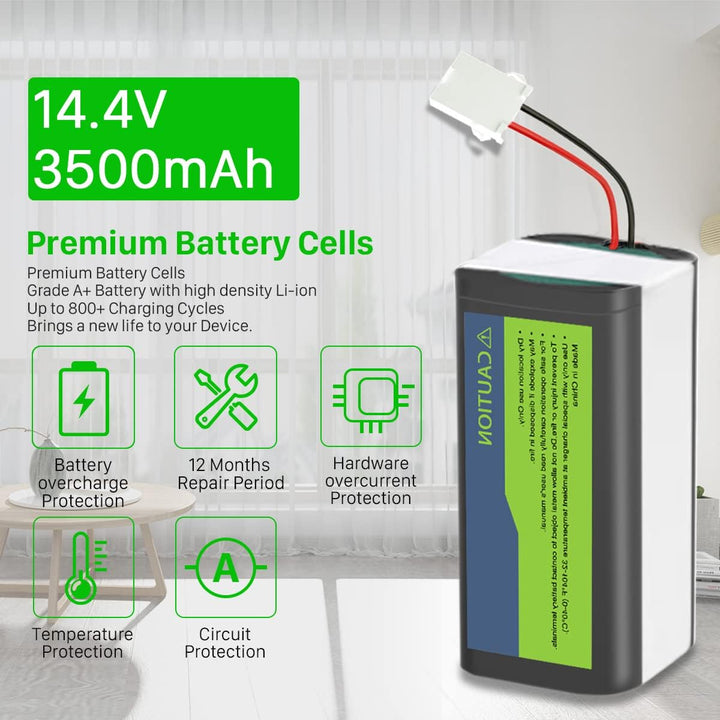 14.4V 3500mAh Ersatzakku Kompatibel mit Ecovacs Deebot N79 N79S DN622, für RoboVac 11 11S 11S MAX 12