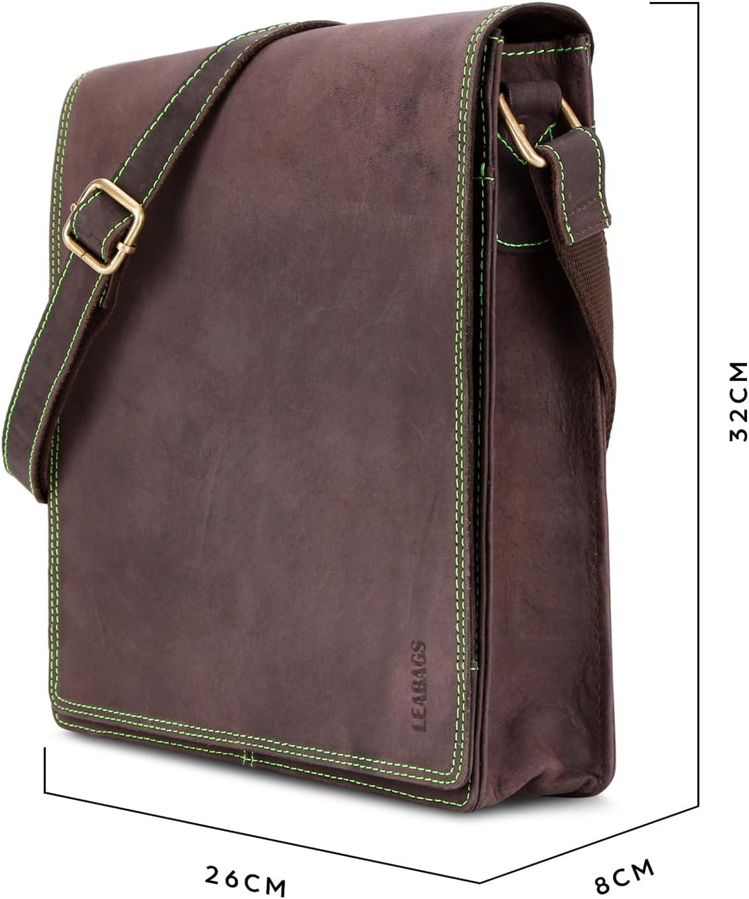 LEABAGS Unisex London Umhängetasche (1er Pack) L Nature Dunkelbraun, L Nature Dunkelbraun