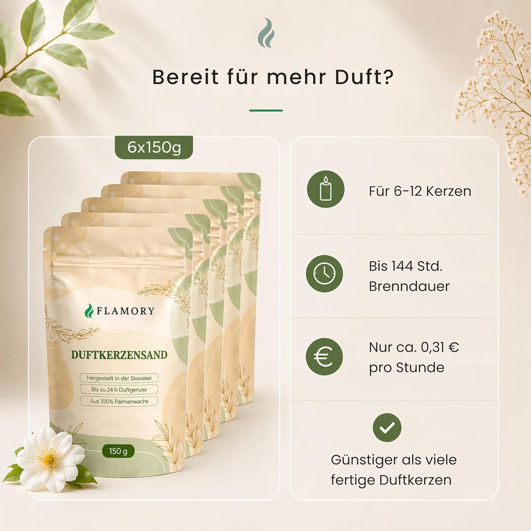 Kerzensand mit Duft Discovery Set 6x150g – [Orange/Vanille/Lavendel/Verbena/Rose/Sandelholz] – 18 Do