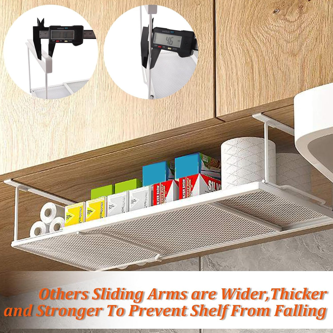 DAJAVE 2 Stück Hängekorb aus Metall mit Verstellbarer 38-70cm, Unter Regal Hängekorb ausziehbar, Ver
