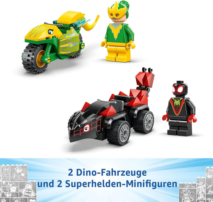 LEGO Marvel Actionspass mit Spin und Electro in ihren Dino-Flitzern, baubares Superheldenauto für Ju
