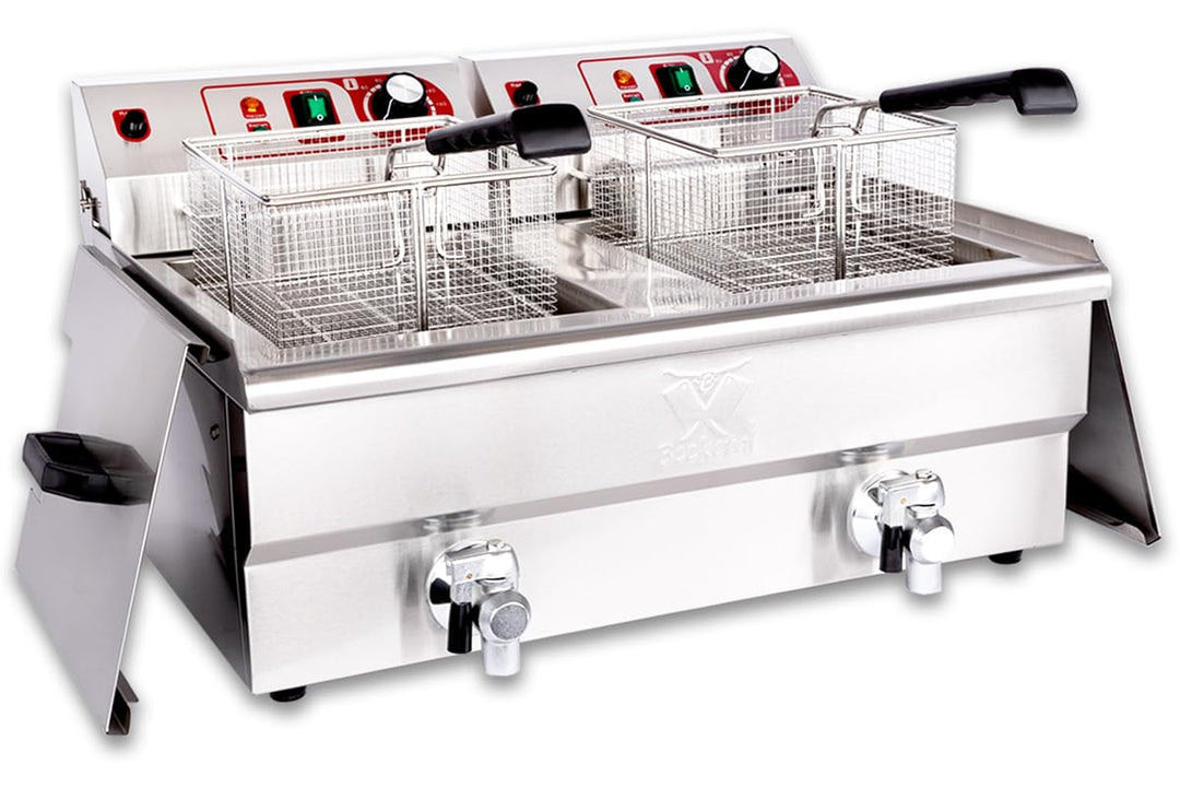 Beeketal 'BWF-132P' Profi Gastronomie Doppel Kaltzonen Fritteuse (2 x 13 Liter Volumen für max. 2 x