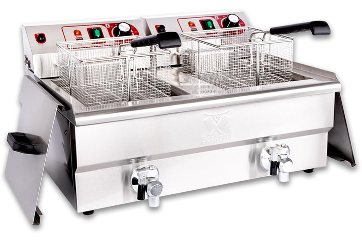 Beeketal 'BWF-132P' Profi Gastronomie Doppel Kaltzonen Fritteuse (2 x 13 Liter Volumen für max. 2 x