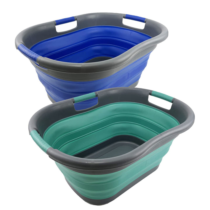 SAMMART 40L Collapsible Plastic Laundry Basket - Foldable Pop Up Storage Container/Organizer - Porta