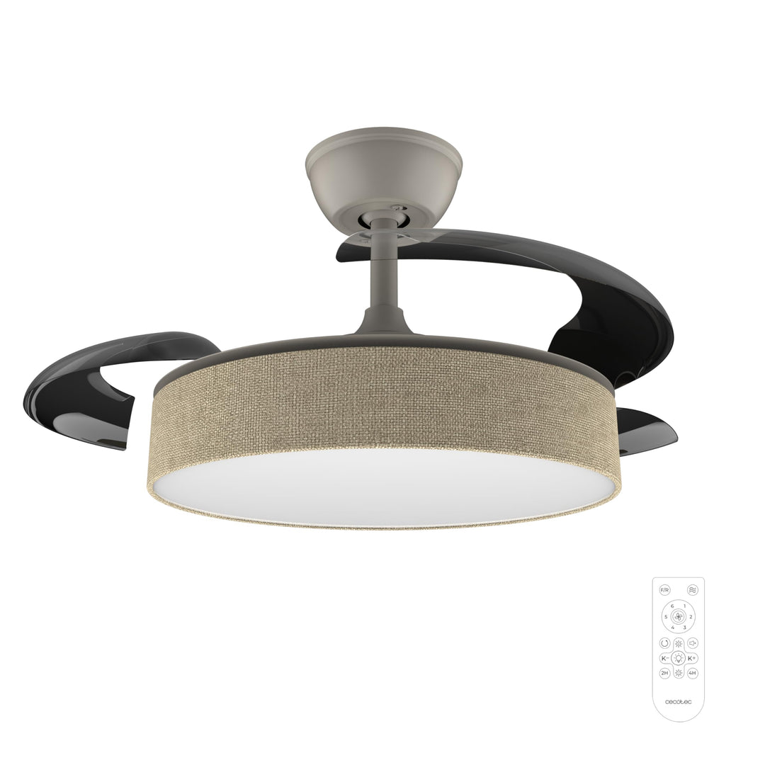 Cecotec Deckenventilator EnergySilence Aero 3666 Invisible Textile, 91 cm | LED-Licht, 3 Lichtfarben