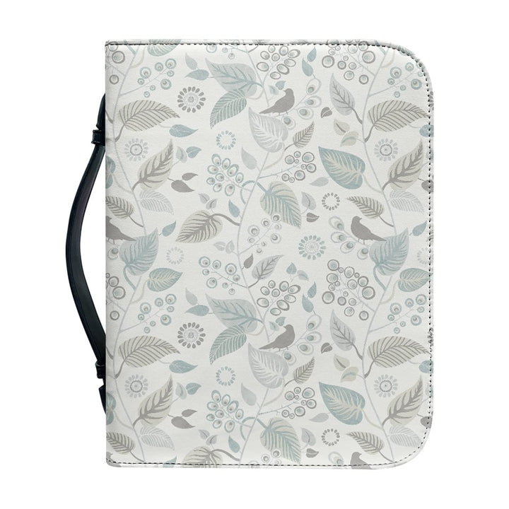 Kuiaobaty Weisser kleiner Buchumschlag mit Reissverschluss und Griff, 22,9 x 15,2 cm, Blätter-Druck,