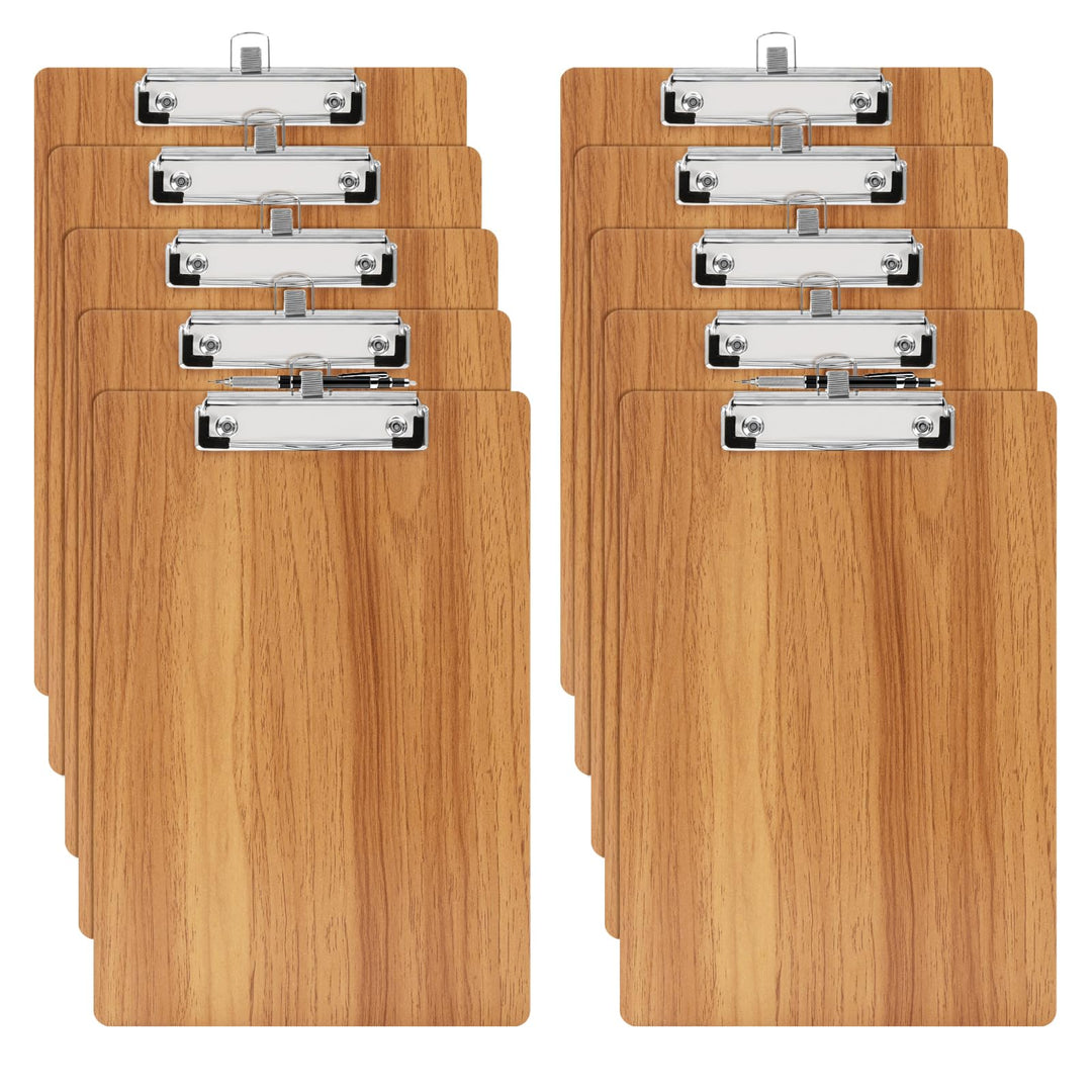 Klemmbrett Holz A5,10 Stück Klemmbrett mit Stifthalter,Wooden Clipboard für Geschäft, Büro, Schule o