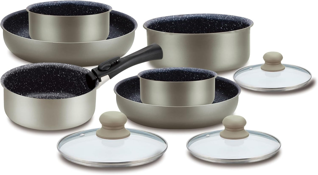 Herzberg Cookware Set - Induction Pot Set - All Heat Pot and Pan Set - Stone Coating Cookware Set wi