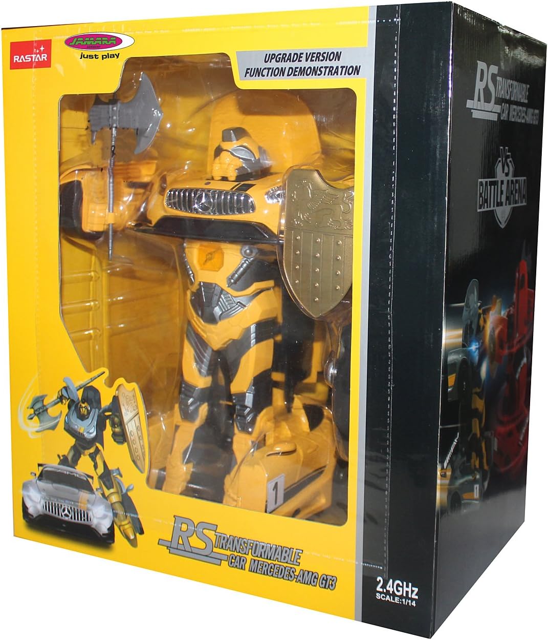 JAMARA 410029 - Mercedes AMG GT3 1:14 transformable 2,4GHz gelb - RC Transformation zum Roboter auf