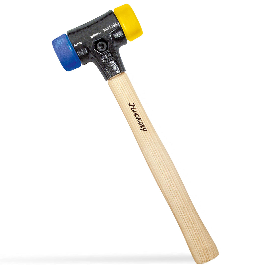 Wiha Schonhammer Safety I weich/mittelhart I Hickory-Holzstiel I Rund-Schlagkopf Ø 30 mm I Kunststof