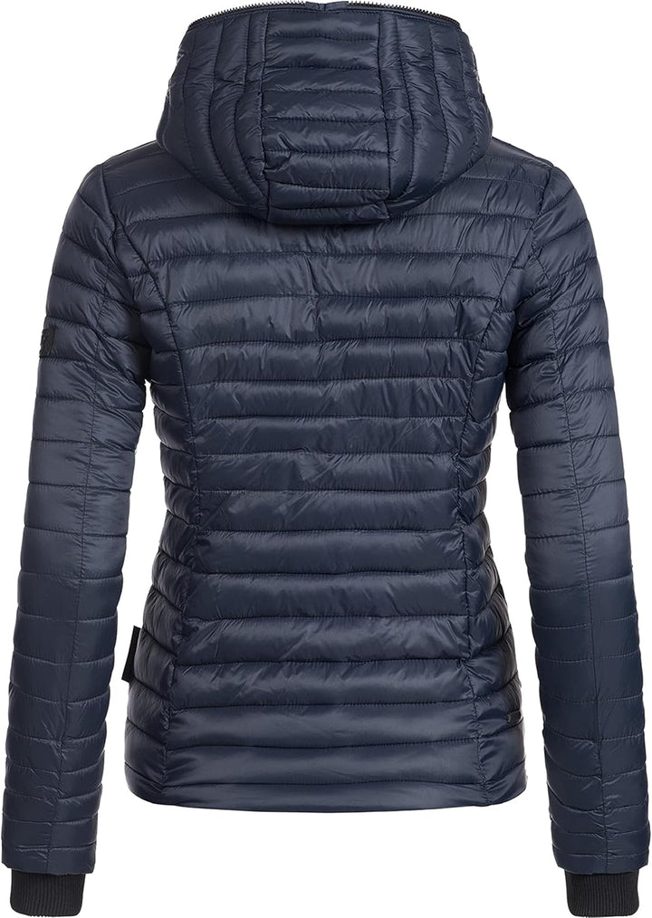 Navahoo Damen Damen leichte Übergangsjacke Steppjacke mit Kapuze Kimuk XS-XXL XS Navy, XS Navy