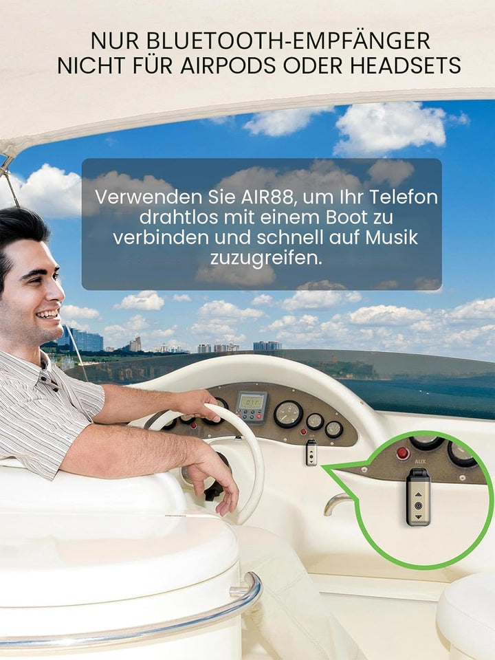 HVMLAK Air88 Aux Bluetooth 5.3 Adapter Auto, Empfänger mit Rotierbarem 3.5 Klinke, für Home Stereo,