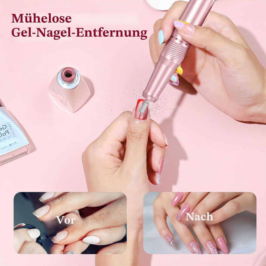 Elektrische Nagelfräser - Professionell Nagelfeile für Gelnägel & Acrylnägel - 45000 u/min Kabellose